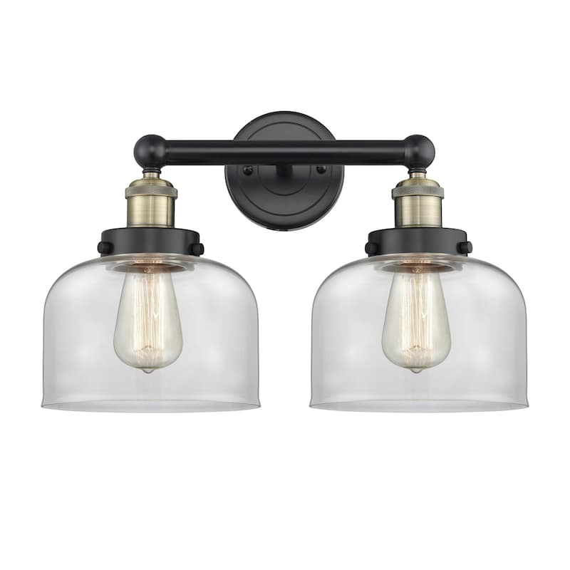Innovations Lighting 616-2W-10-16-L Bell Vanity Bell 2 Light 16" Wide - Black Antique Brass / Clear