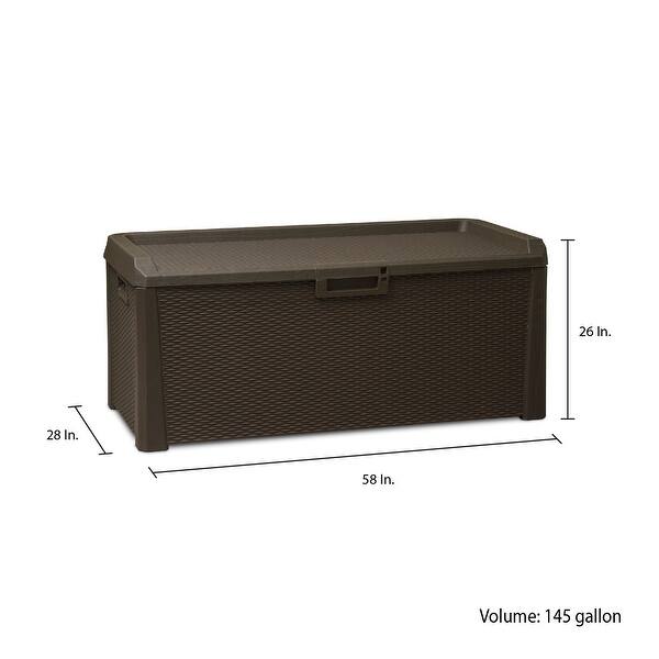 Toomax Santorini Plus Deck Outdoor Storage Chest Box Bench, 145 Gallon