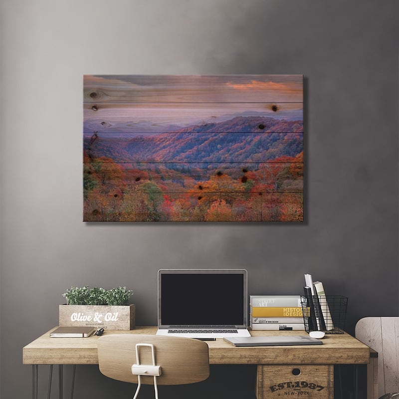 Autumn Deciduous Forest, Great Smoky Mountains National Park, Tennessee Print On Wood by Tim Fitzharris - Multi-Color