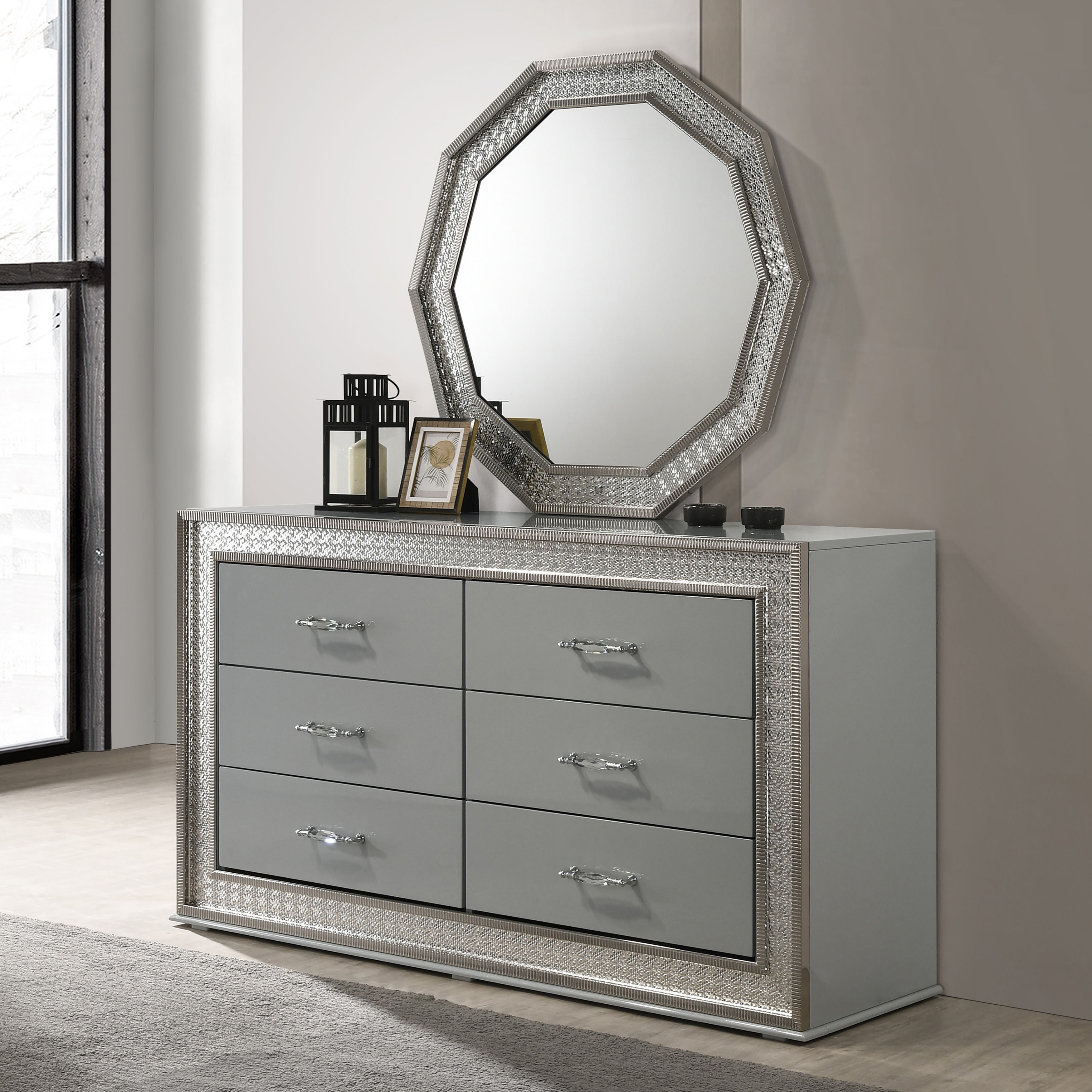 metallic dresser set Modern Luxurious Golden Metal Frame Dresser Set