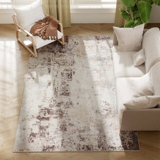 HOMCOM Area Rug 5x7, Machine Washable Rug, Distressed Non-Slip Modern Abstract Floor Cover Foldable Carpet for Living Room