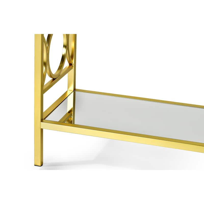 Steve Silver Oria Modern Tempered Glass and Gold Metal 3-Piece Occasional Set