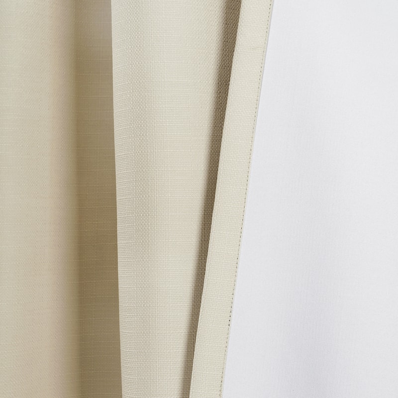Porch & Den Limpus Faux Linen Grommet Top Blackout Curtain Panel