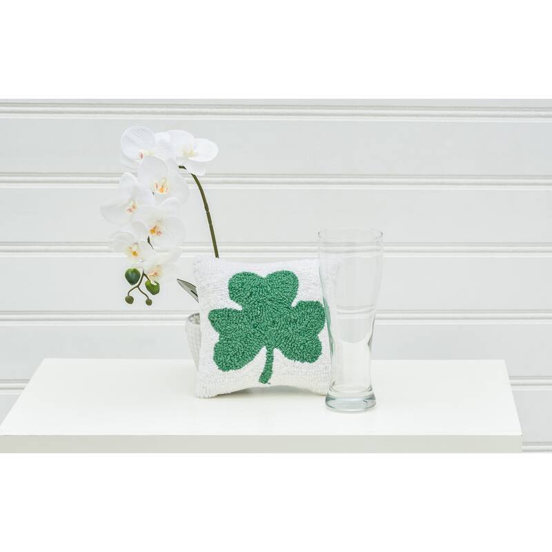 8" x 8" Shamrock St. Patrick's Hooked Petite Pillow