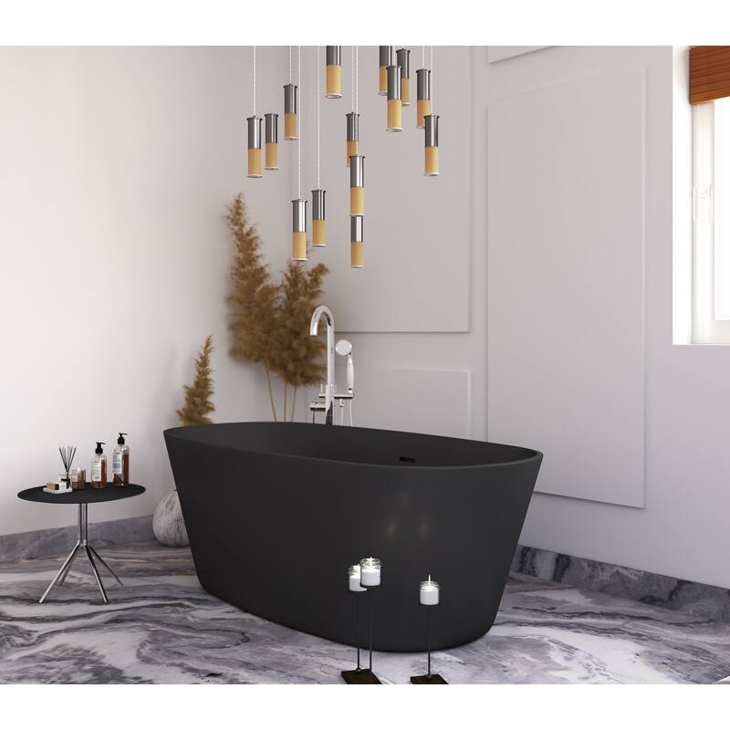 Hermosa 71" White Solid Surface Freestanding Soaking Bathtub