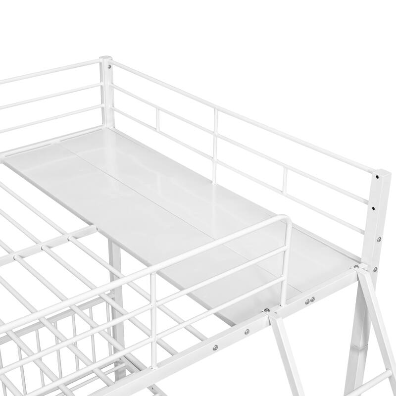 Metal Triple Bunk Bed for 3, Full Over Twin & Twin Bunk Bed with 2 Storage Drawers for Kids, Can be Divided into 3 Separate Beds