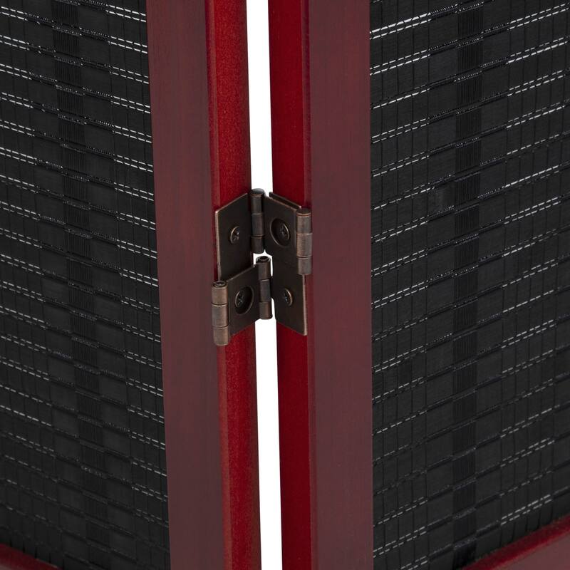 Roundhill Furniture Inkwell 4-Panel Bamboo Room Divider, Folding Portable Partition Screen