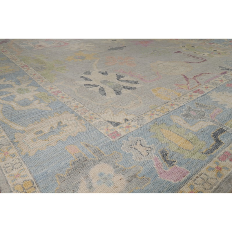 Hand Knotted Oriental 100% Wool Carpet Transitional All-Over Greys & Charcoal Oushak Area Rug - 11' 9'' X 9' 4''