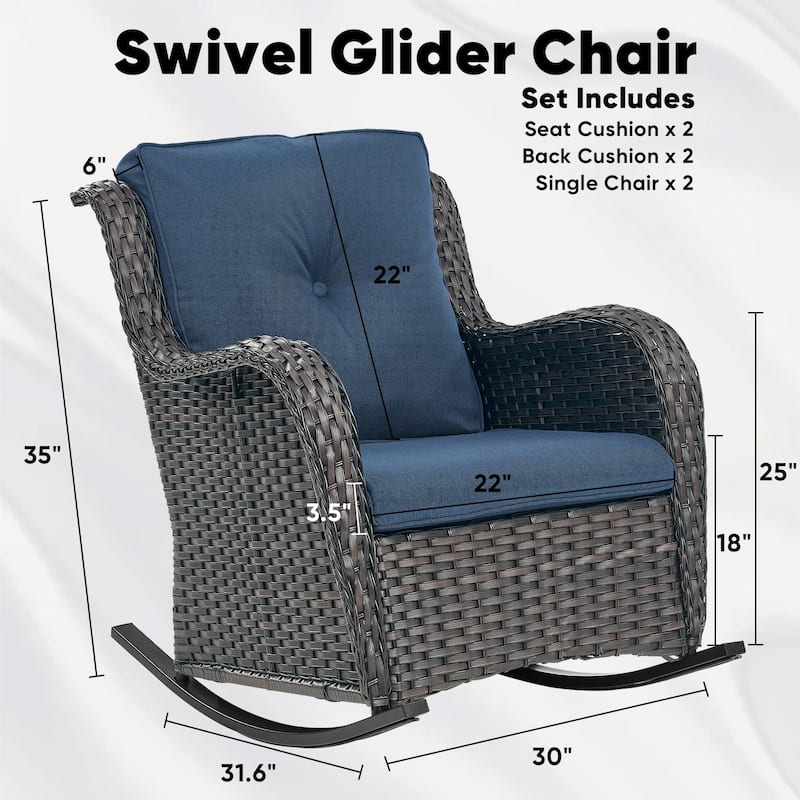Patio Rocking Chair with Comfortable Cushions