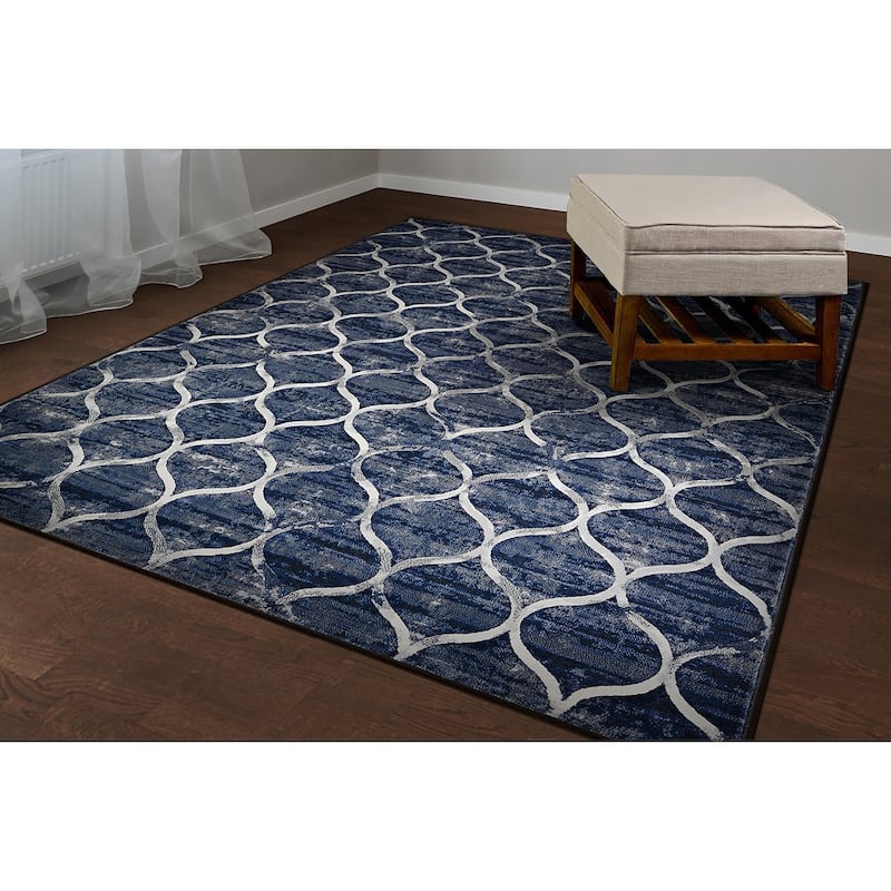 Dream Decor Rugs Provencal Kiss Blue Trellis Area Rug