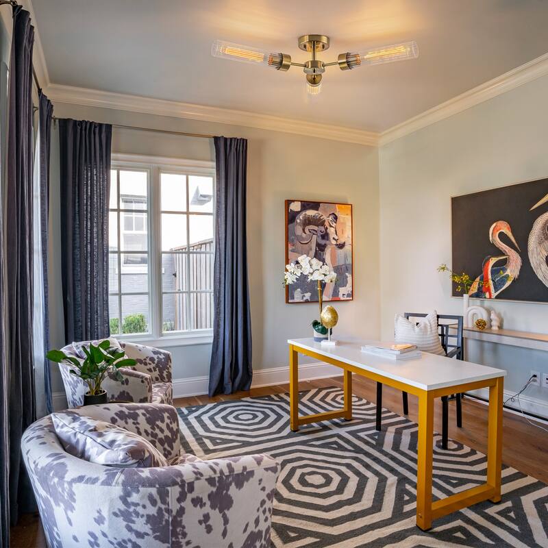 Modern Industrial 3-Light Clear Ribbed Glass Flush Mount Ceiling Light - Gold