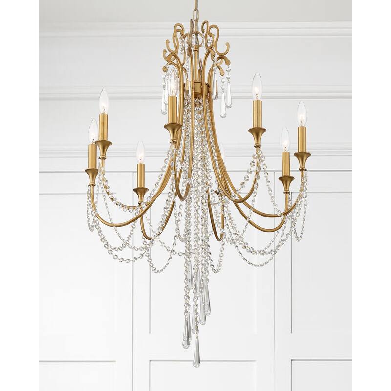 Arcadia 8 Light Antique Gold Chandelier - 26'' W x 36.37'' H - 26'' W x 36.37'' H