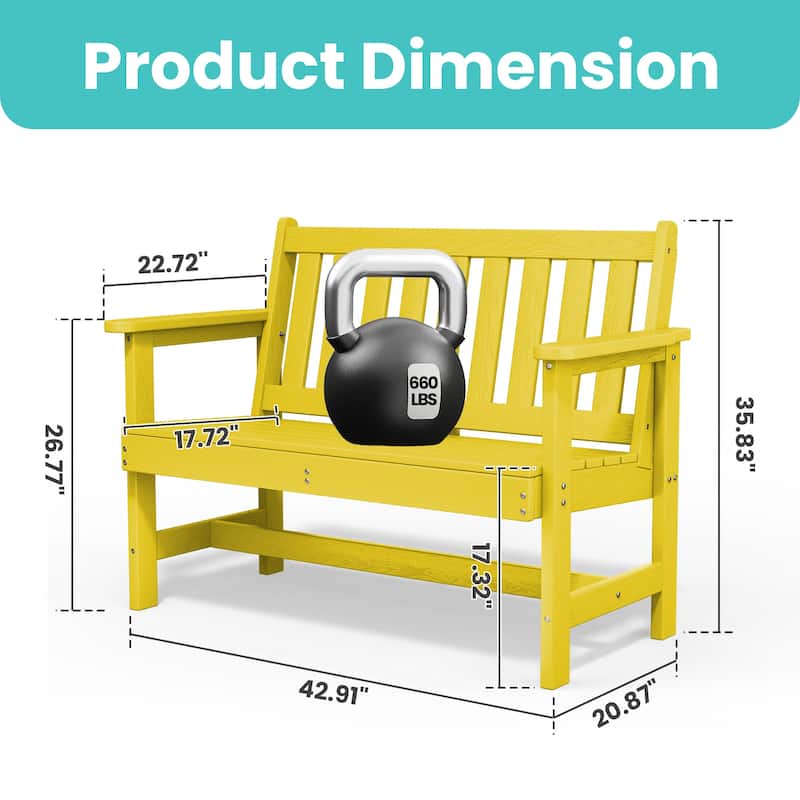 Outdoor 2-Person Garden Bench 42.92-in W x 35.83-in H