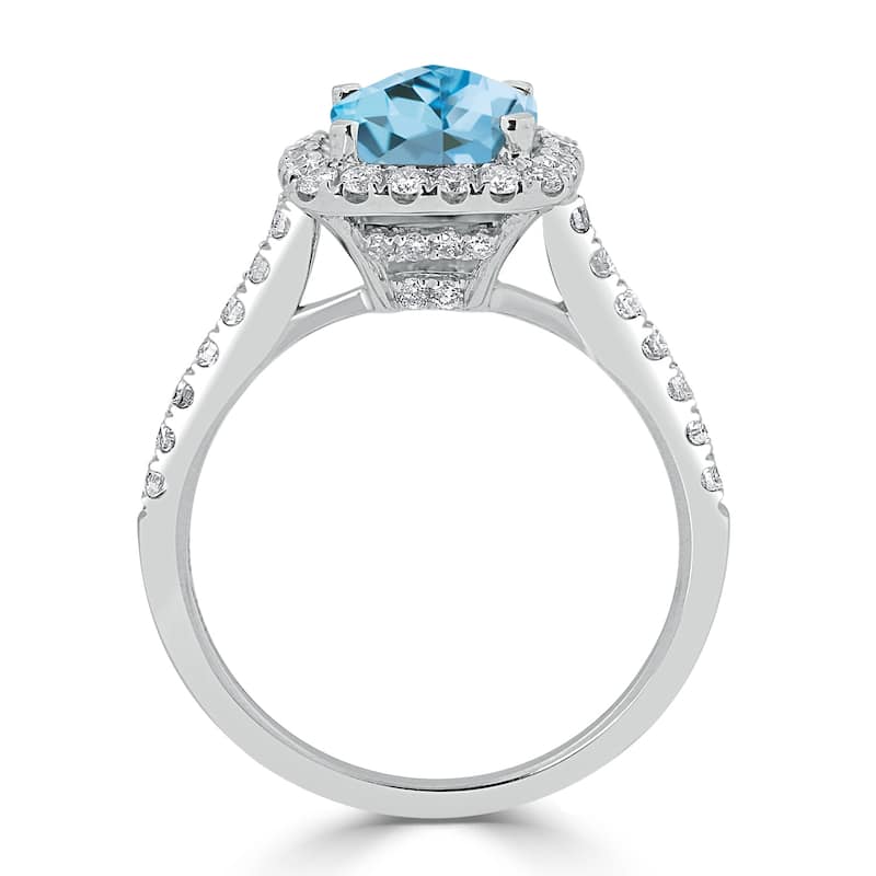 Auriya 1 1/4ct Cushion-cut Sky Blue Topaz and Halo Diamond Engagement Ring 1/2cttw 14k Gold