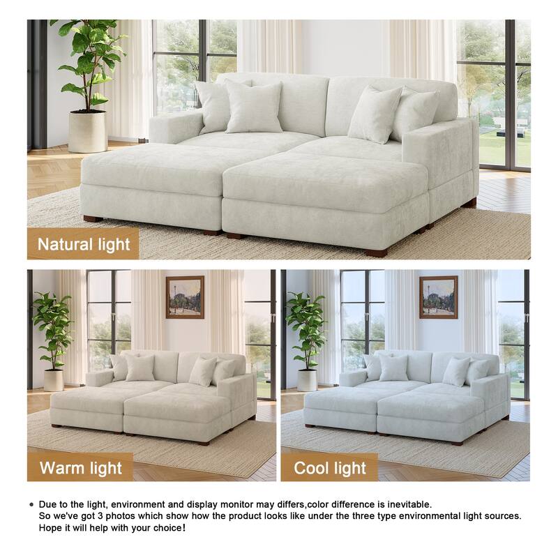 Modern Chenille Oversized Modular Sectional Sofa with 2 Ottoman