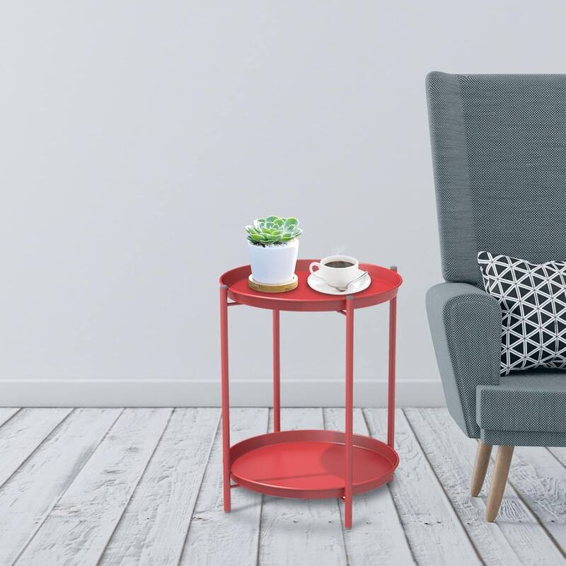 18" or 28" Round Outdoor Side Table End Table Coffee Table - RedO