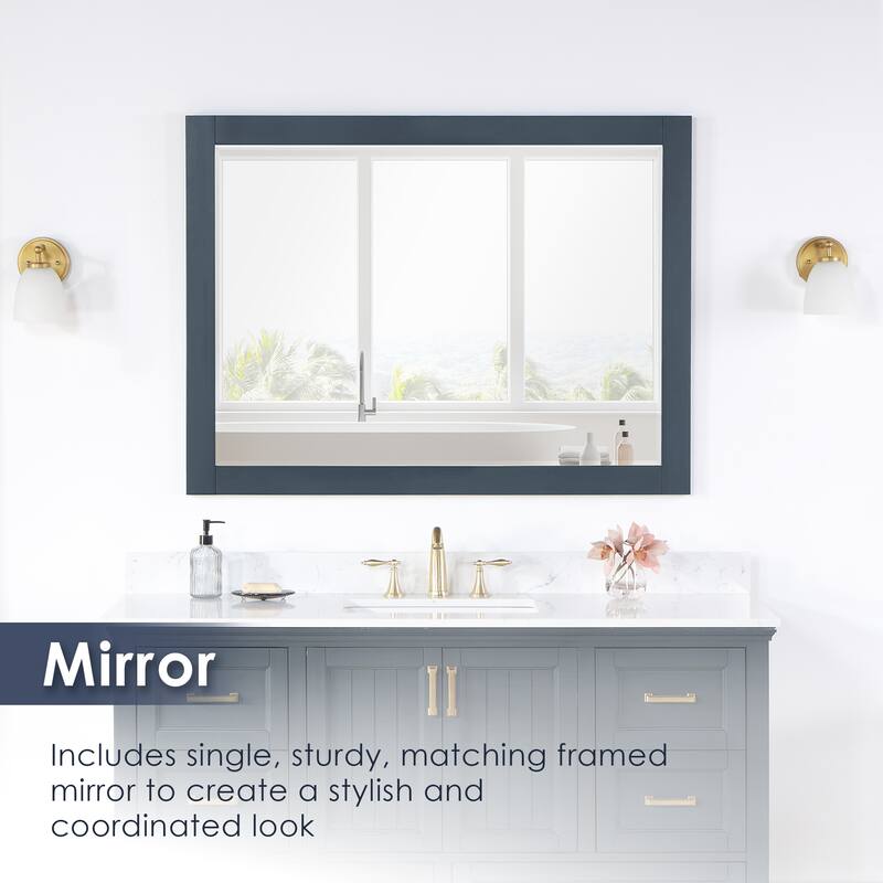 Altair Isla 60" Bathroom Vanity in Classic Blue with Countertop,with Mirror - 60 in.