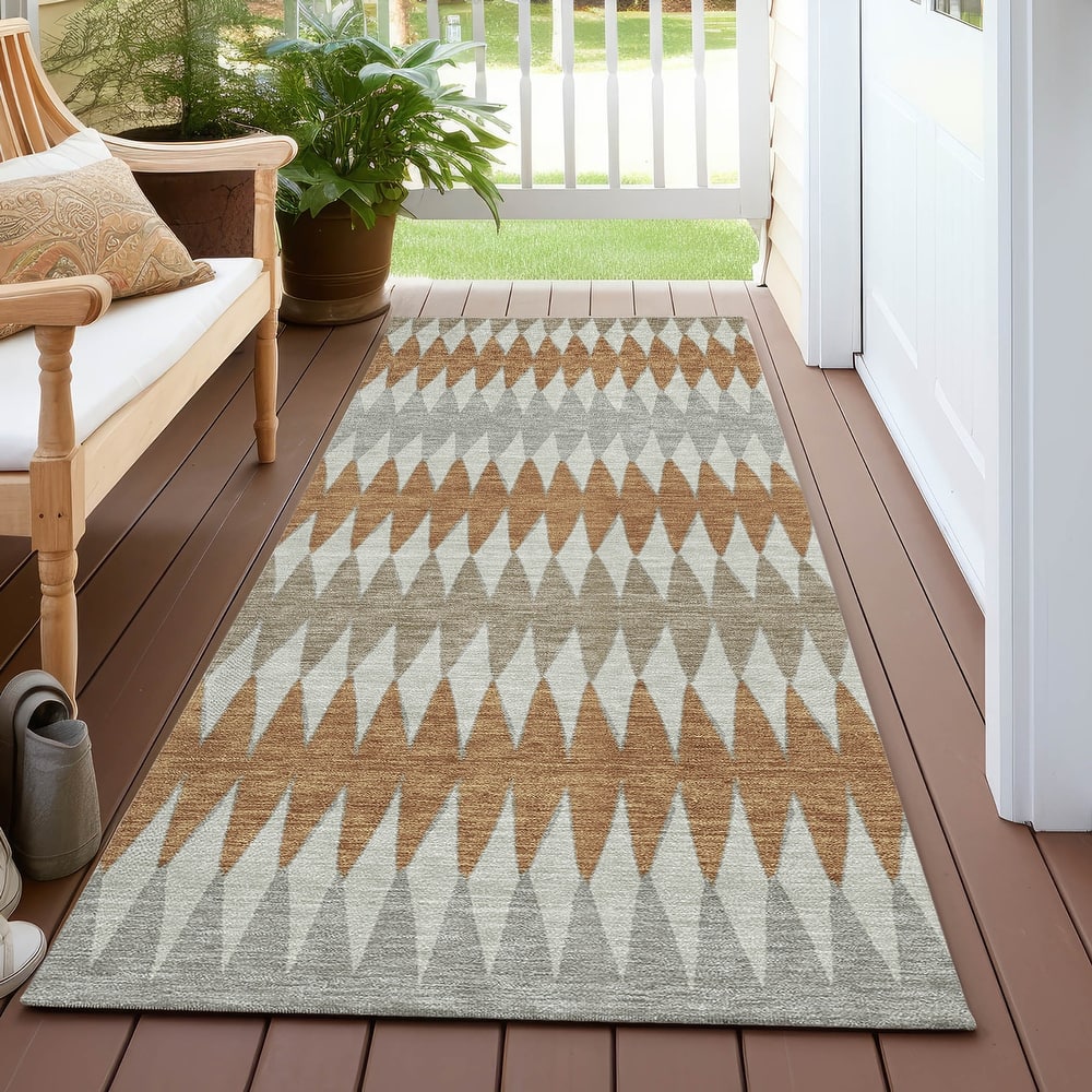 Machine Washable Indoor/ Outdoor Chantille Contemporary Geo Rug