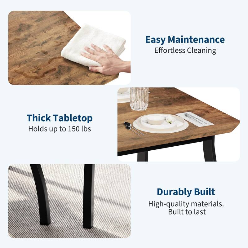 Dining Table Set for 4, with 2 Upholstered Benches
