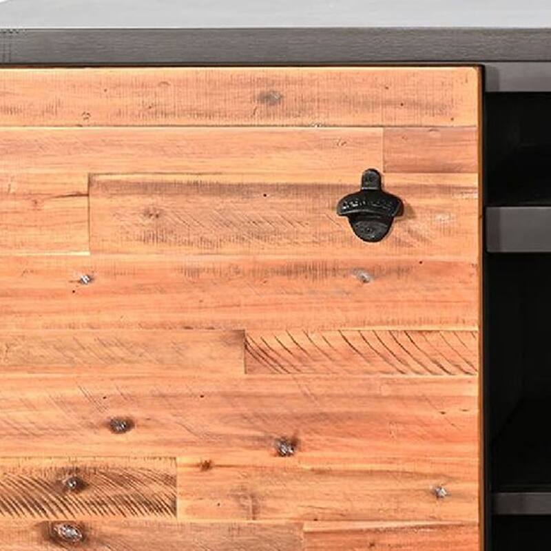 Cicy 78 Inch TV Media Entertainment Cabinet, Black, Brown Solid Wood