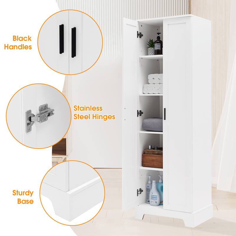 Roomfitters 2-Door Tall Storage Cabinet, Multi-Functional Organizer with Adjustable Shelves