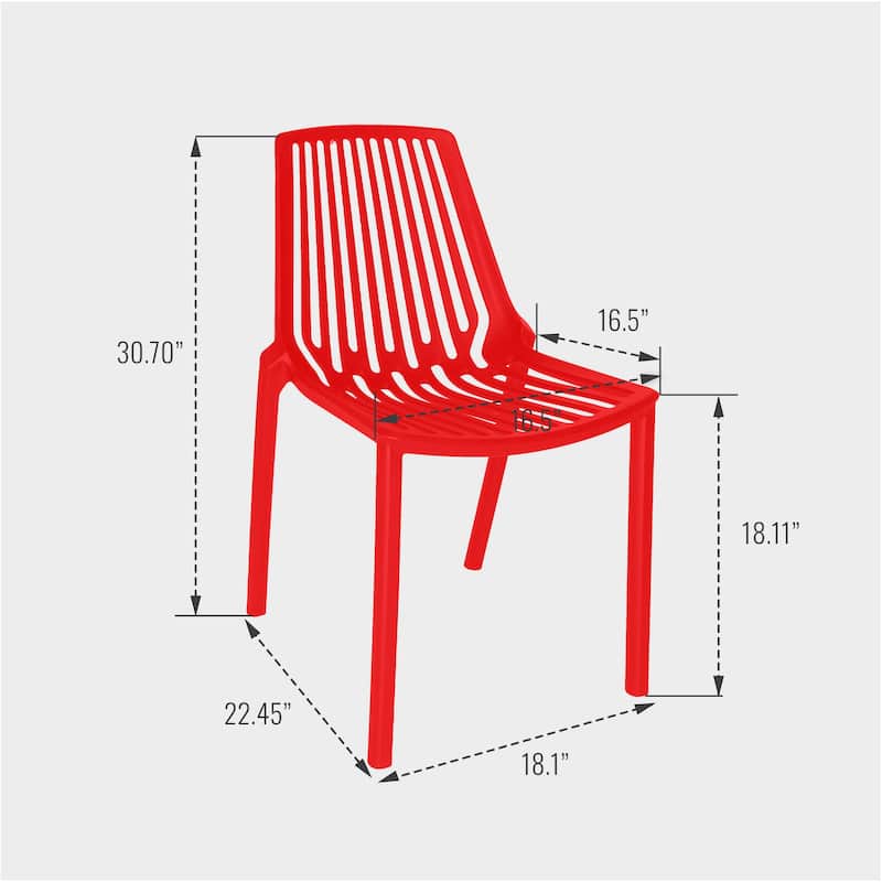 LeisureMod Acken Mid-Century Modern Plastic Dining Chair, Set of 4 - 30.7"