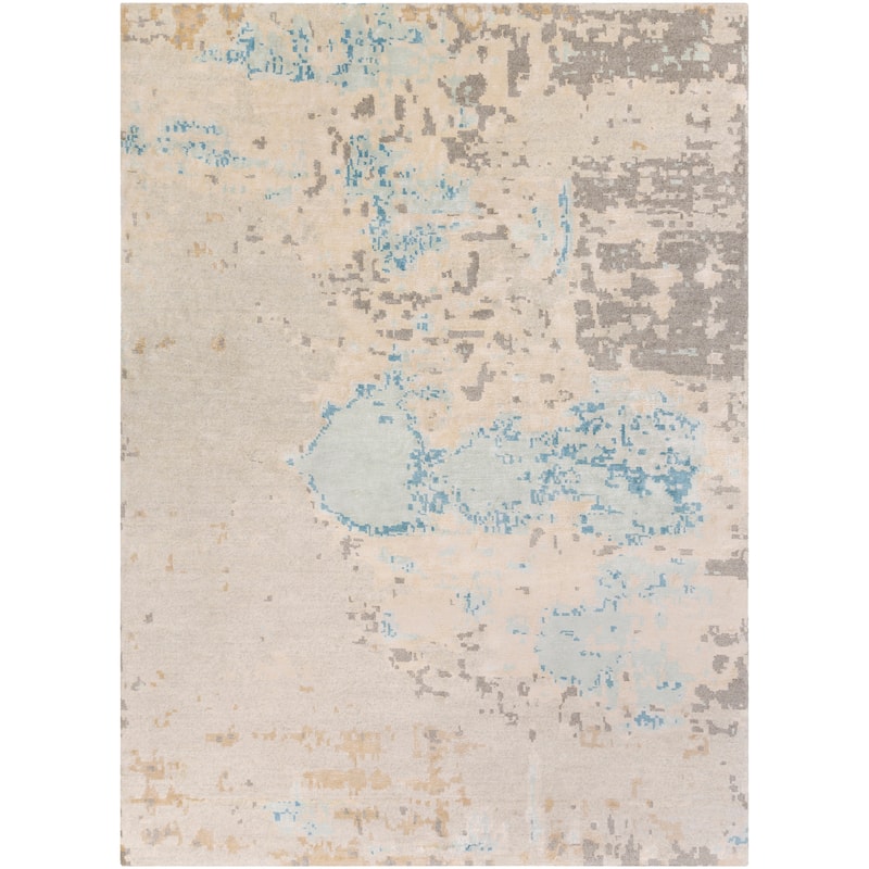 Hand-Knotted Keys Art Silk/Wool Area Rug - 8' x 11' - 8' x 11' - Cream