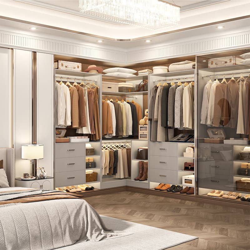 Cimly Set of 3 Freestanding Corner Closet System, Space-saving Closet Organizer for Walk-in/ Reach-in Closet