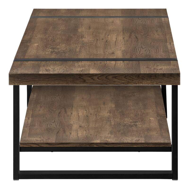 HomeRoots 47" Brown And Black Rectangular Coffee Table With Shelf - 47.25