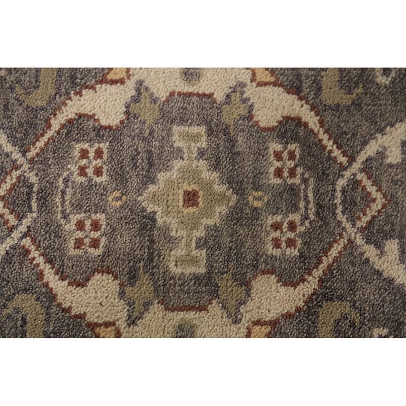 Gray & Ivory Oushak Indian Runner Rug Hand-Knotted Wool Carpet - 2'9"x 9'11"