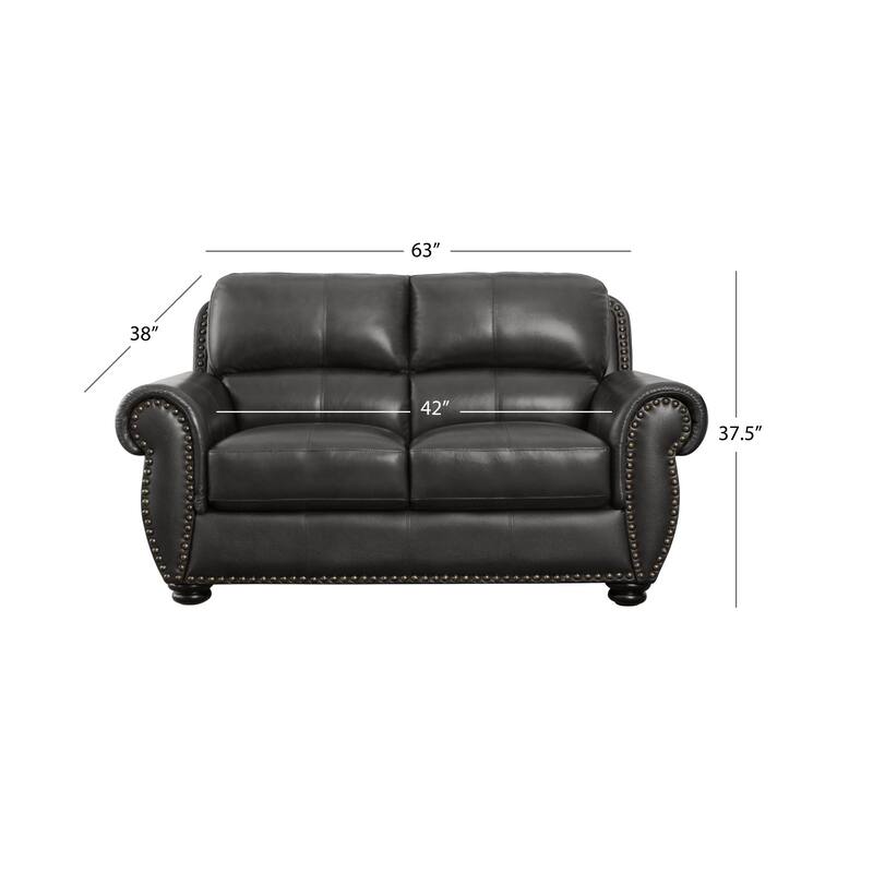 Austin Leather Living Room, Dark Gray