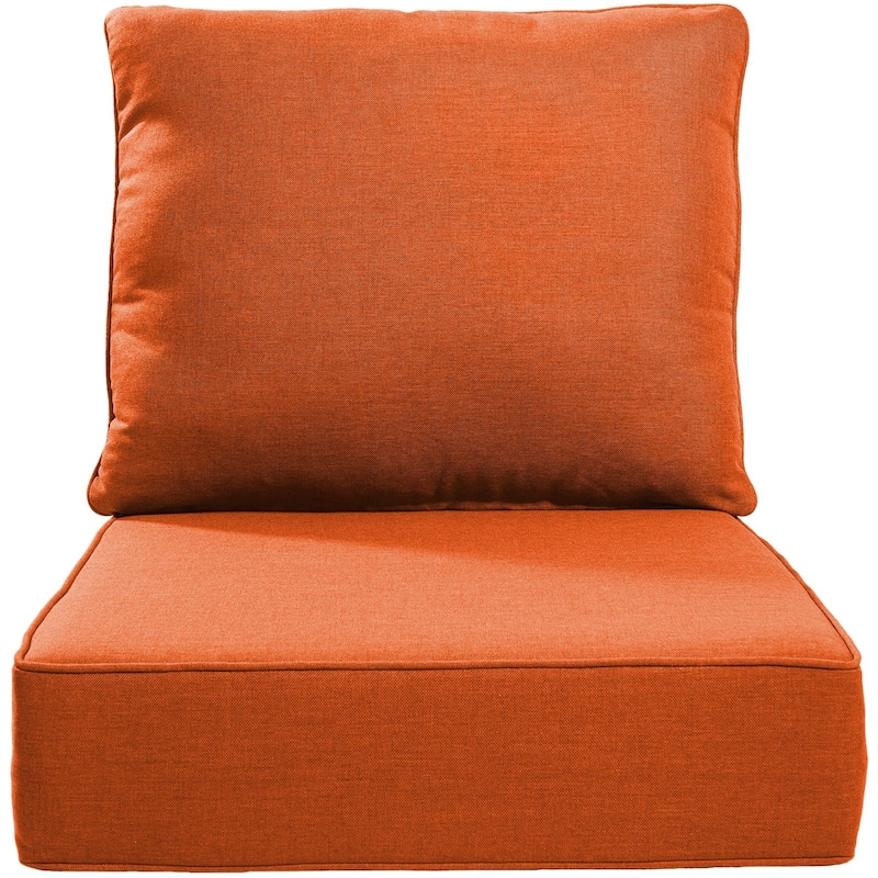 22" W x 24" D x 6" T Water & Fade Resistant Outdoor Lounge Chair Replacement Cushion Set - 1 Set - Orange