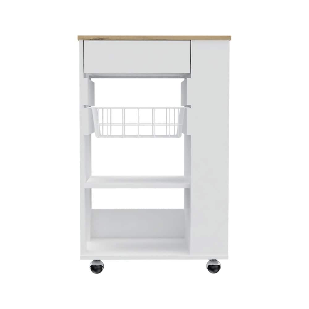 Kitchen Cart for Kitchen, Dining Room,Living Room, White / Light Oak
