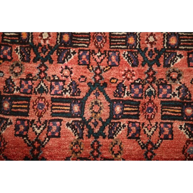 Hand Knotted Oriental 100% Wool Carpet Traditional All-Over Red Mahal Runner Rug - 9' 8'' X 3' 6''
