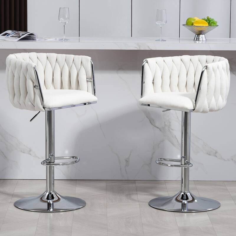 360° Fabric cover Swivel Bar Stools Set of 2