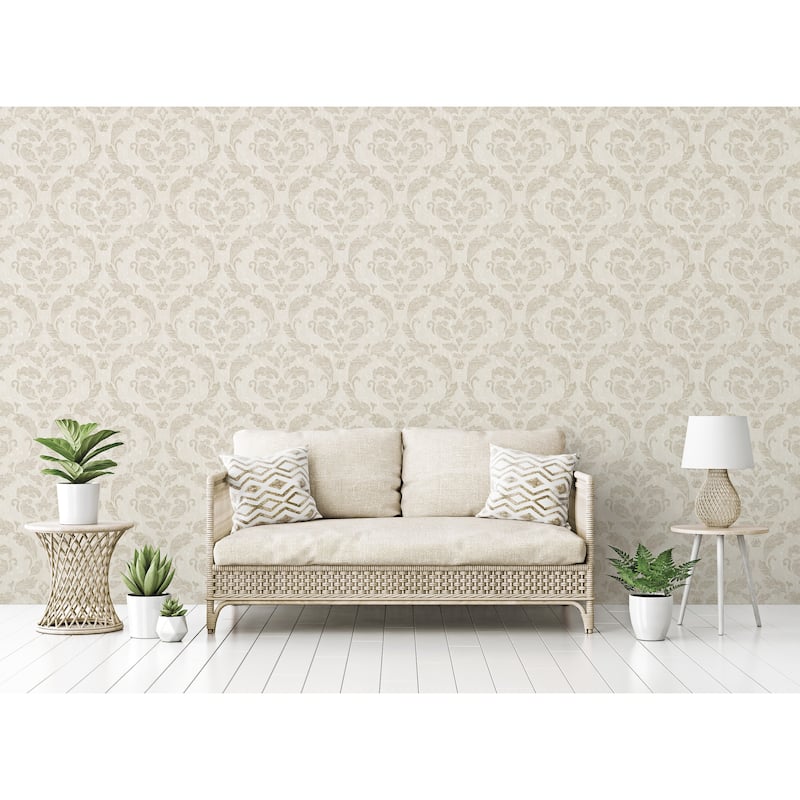 Galerie Wallcoverings Ambiance Large Damask Vinyl on Non-woven Matte Wallpaper Roll