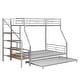 preview thumbnail 10 of 14, Modern Concise Design Twin over Full Size Bunk Bed,Solid Metal Bed with Trundle and Storage Staircase