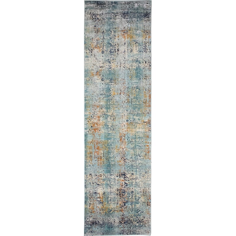 Noori Rug Westfield High-low Pile Delphine Rug - 3'0" x 12'0" - Teal Green/Ivory