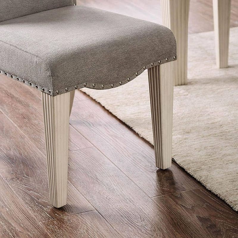 Farmhouse Gray Finish Camel Back Design Side Chairs Set