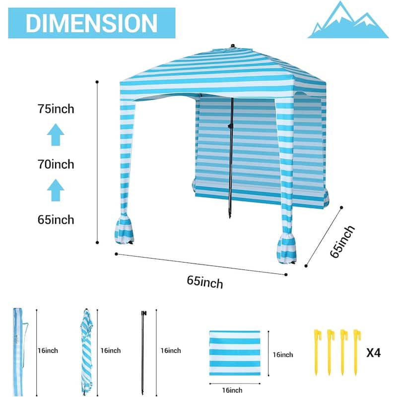 Beach Tent Beach Canopy Beach Cabana with One Side Detachable Cover Large Space, Beach, Lake, Outdoor Camping Beach Umbrella