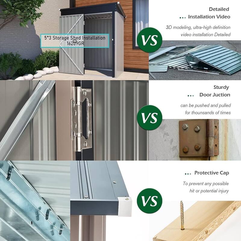 AECOJOY Outdoor Metal Storage Shed with Lockable Door