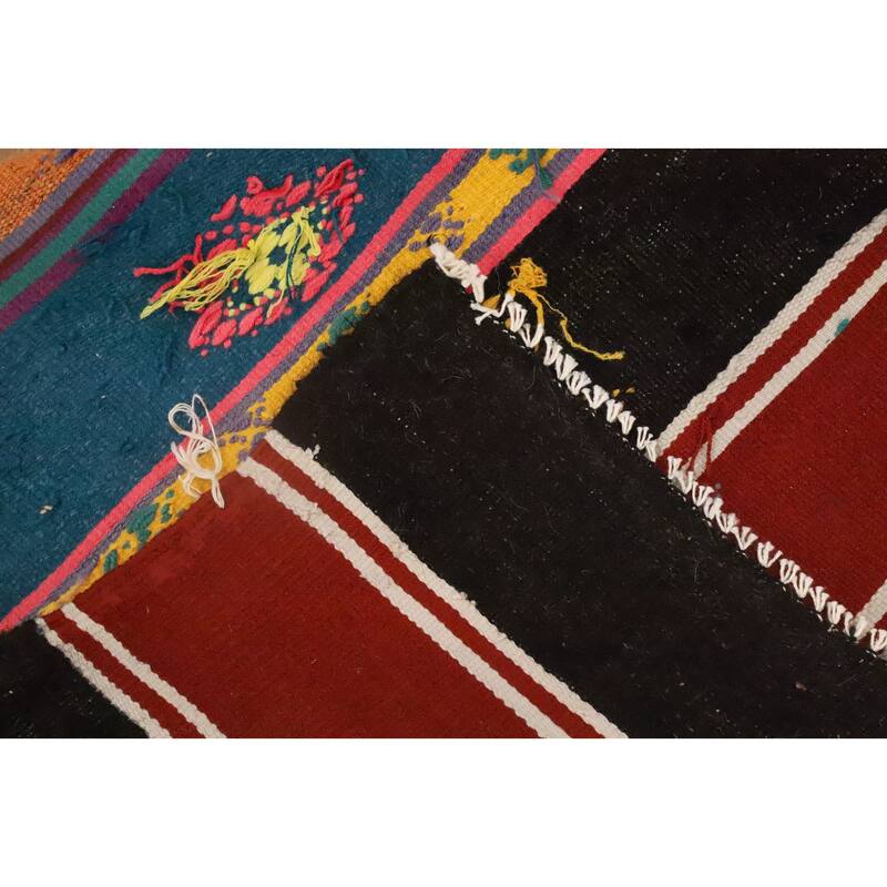 Hand Woven Oriental 100% Wool Carpet Southwestern Tribal Multi-Colored Kilim Area Rug - 9' 8'' X 5' 5''
