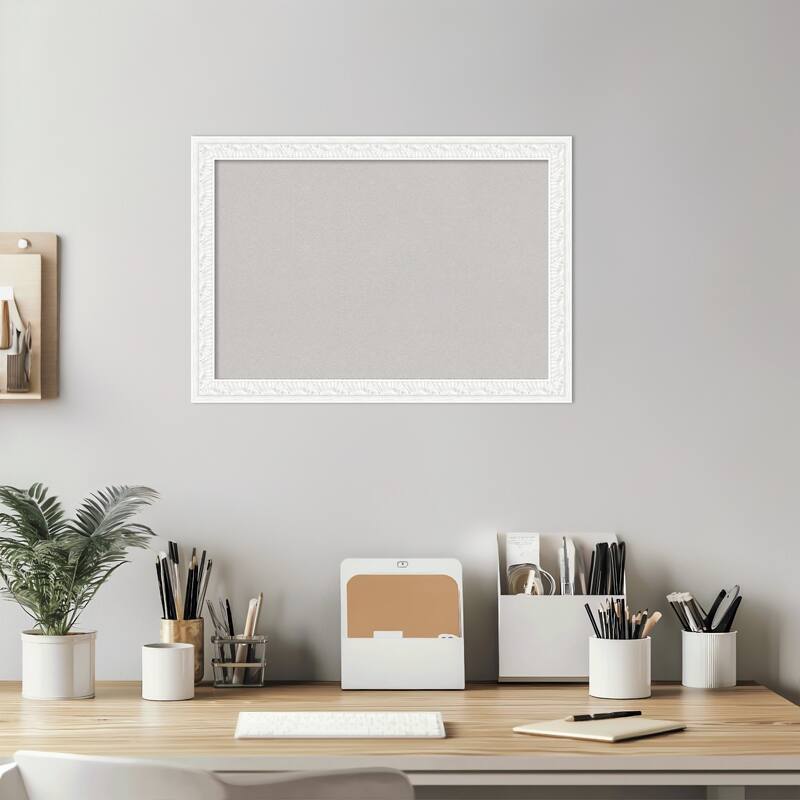 Bethany White Wood Framed Cork Board - Bulletin Board, Organization Board, Pin Board