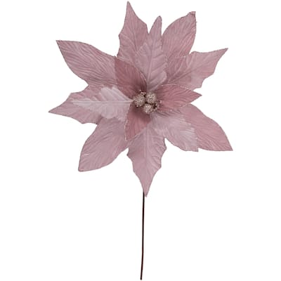 33" Pink Glittered Poinsettia Large Christmas Pick - 33
