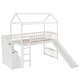 preview thumbnail 11 of 14, Twin Loft Bed with Two Drawers and Slide - White House Bed with Storage Steps and Playhouse Design