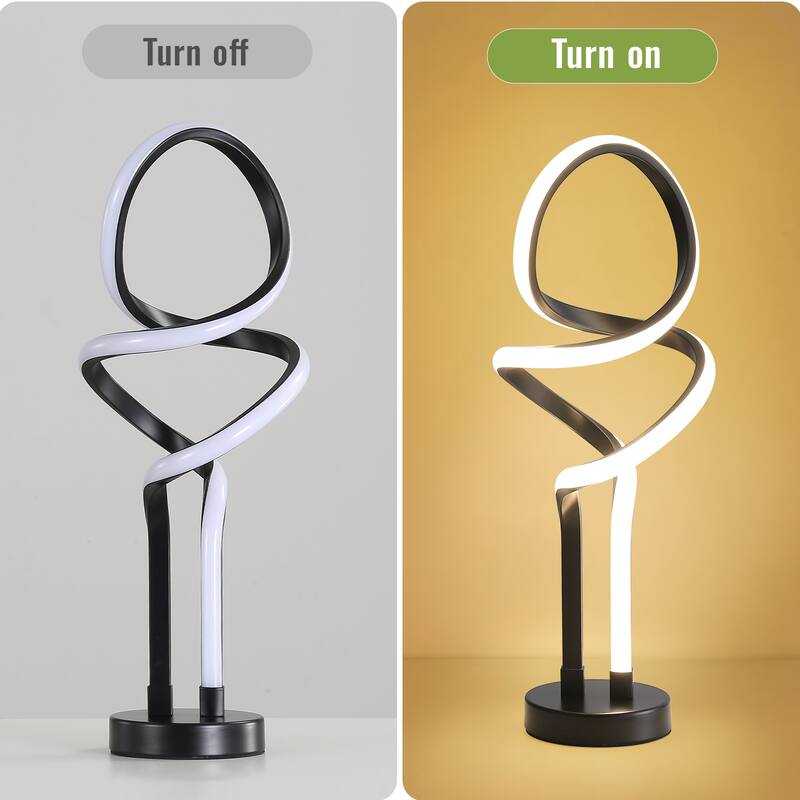 Small Unique Bedside Dimmable LED Table Lamp with Plug, Modern Desk Lamp for Girls Room, Living Room, Dresser