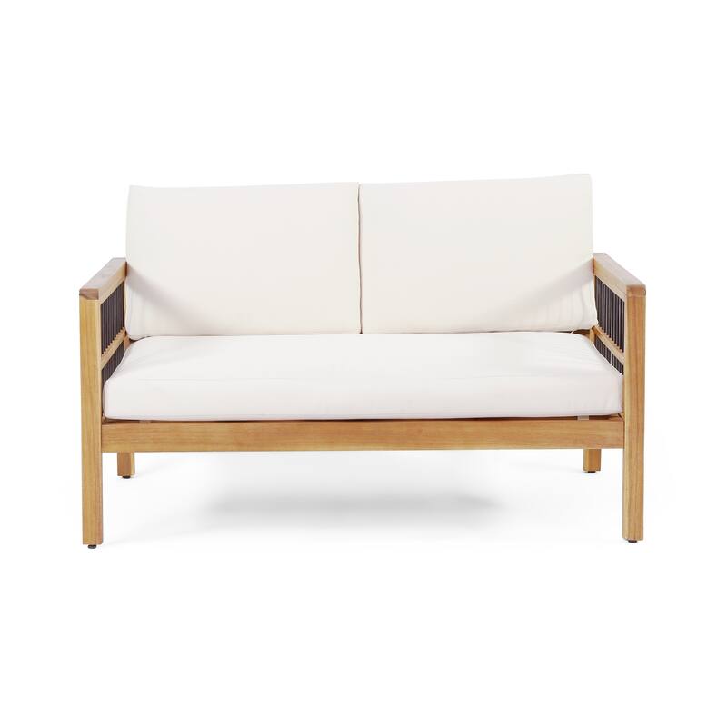 Elias Outdoor Acacia Wood Outdoor Chat Set by Christopher Knight Home