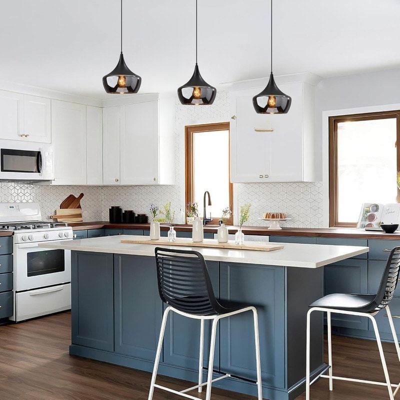 Adjustable ceiling pendant metal hanging light fixture black dome shade light