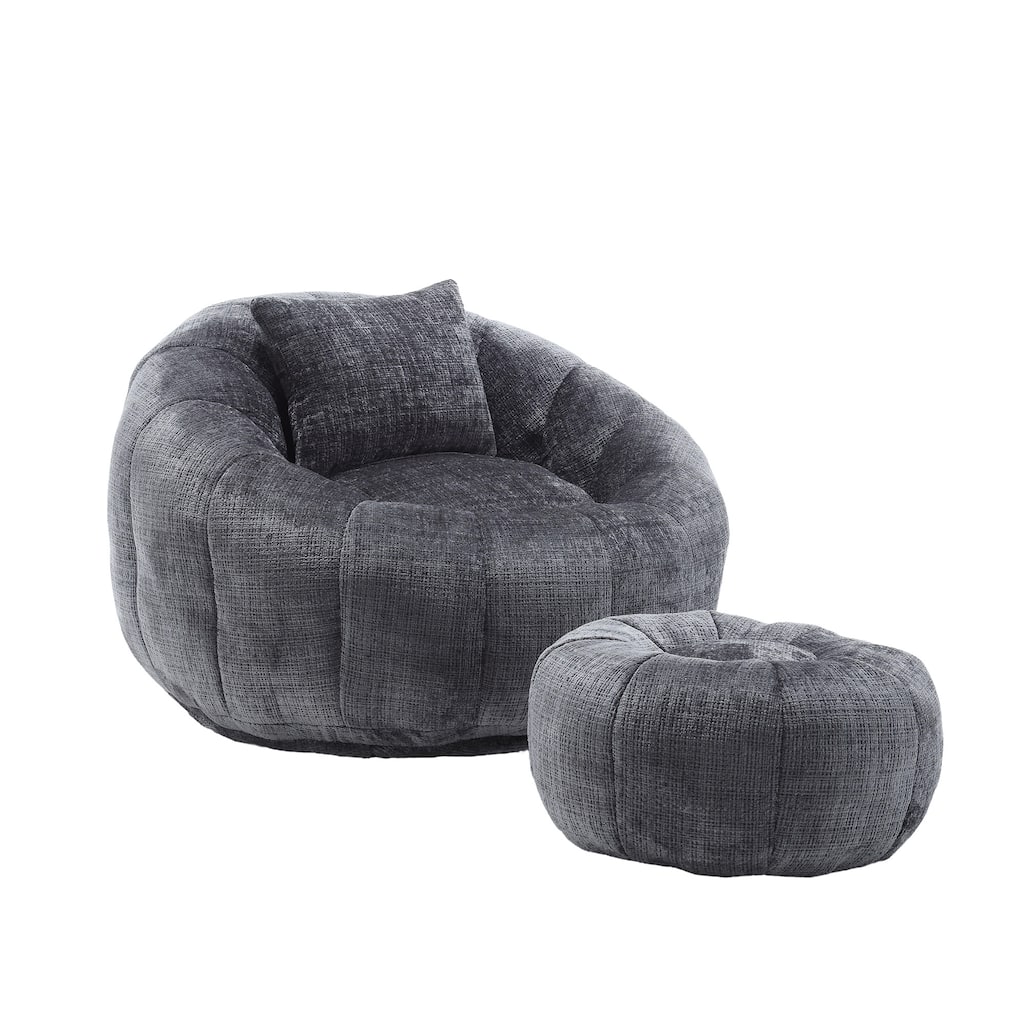 HOMEFUN Cozy Beanbag Sofa With Memory Foam Filler, Oversized Round Sofa