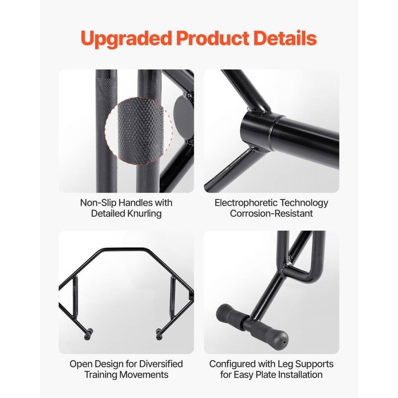 Hex Trap Bar for Deadlifts Squats Shrugs and Lunges with 2-Inch Sleeves and Open Frame Design - 56.3” x 7.9” x 22.2”